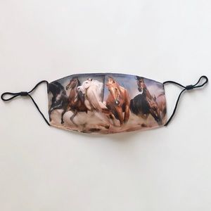 NEW Washable Horses Western Filter Pocket Fabric Face Mask Adult OS